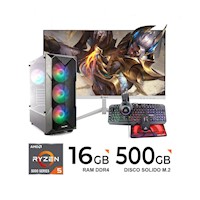 PC RYZEN 5 5600GT/16GB DDR4/ 500GB/MONITOR 21.45''FHD/ KIT TECLADO,MOUSE